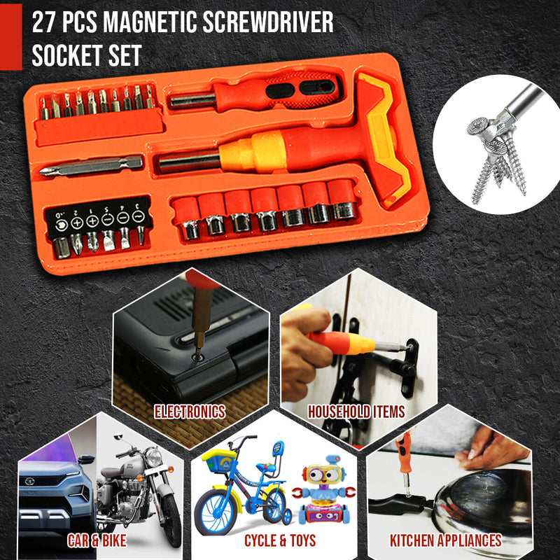 Shopper52 10mm Powerful Electric Drill Machine with 13Pcs Drill Bit Set and 27 pc toolkit - DRL13P27PC