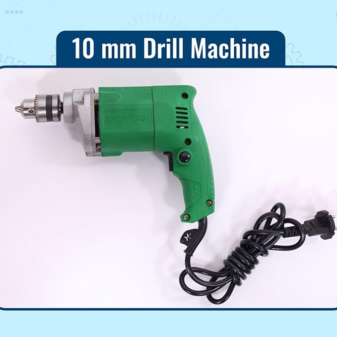 Shopper52 10mm Powerful Electric Drill Machine with 9 Pcs Drill Bit Set and Hobby Toolkit-DRL9PCHOBY2