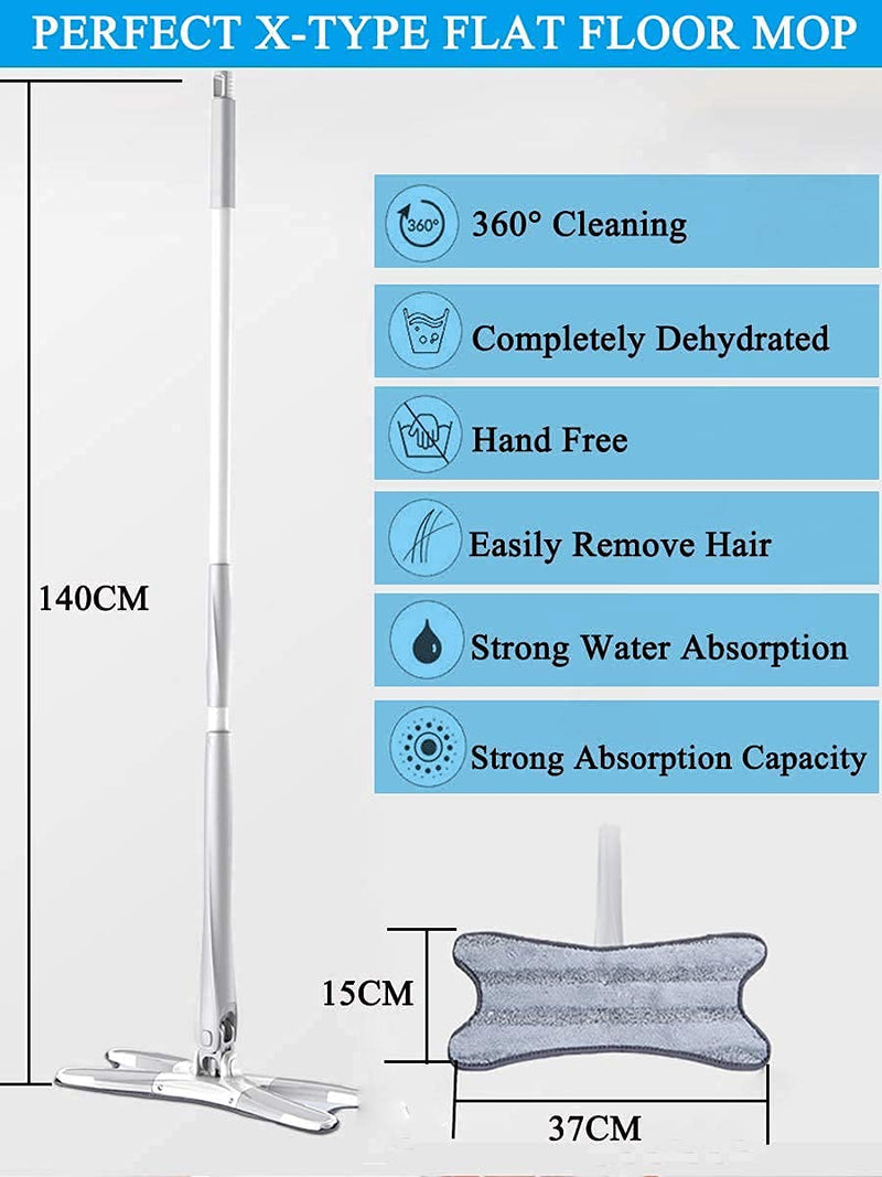 Microfiber X Shape Mop for Floor Cleaning, Dust Mop with Self Wringing - AUR-TW-MOP