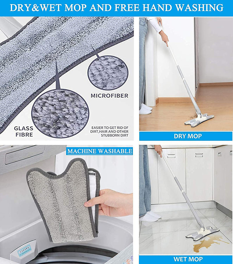 Microfiber X Shape Mop for Floor Cleaning, Dust Mop with Self Wringing - AUR-TW-MOP