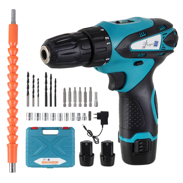 10mm Cordless Drill Machine with 12V Li-ion Dual Speed Keyless Chuck Drill and Batteries - AUTO-DRLTOOL-01