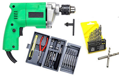 10mm Powerful Electric Drill Machine with 13 Pcs Drill Bit Set and Home Toolkit-DRL13PHOBY