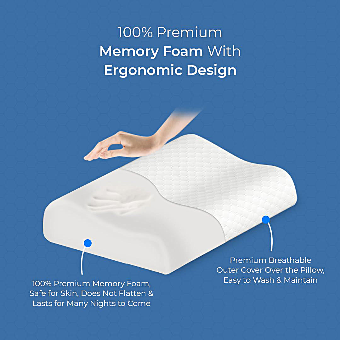 Neck Memory Foam Pillow for Pain Relief Sleep - MEMO-PILLOW