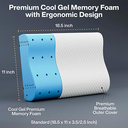 Neck Memory Foam Pillow for Pain Relief Sleep - MEMO-PILLOW