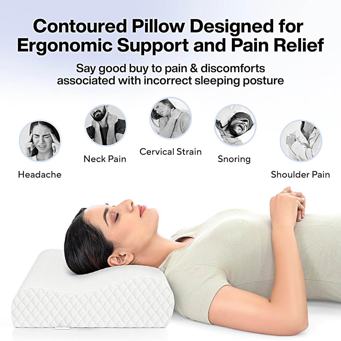 Neck Memory Foam Pillow for Pain Relief Sleep - MEMO-PILLOW