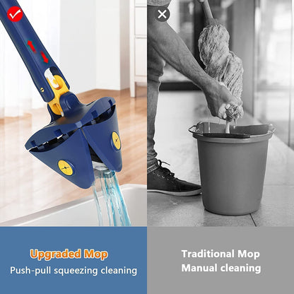 360° Rotatable Triangle Cleaning Mop with Stainless Steel Long Handle and Self Wringing - TRI-TW-MOP