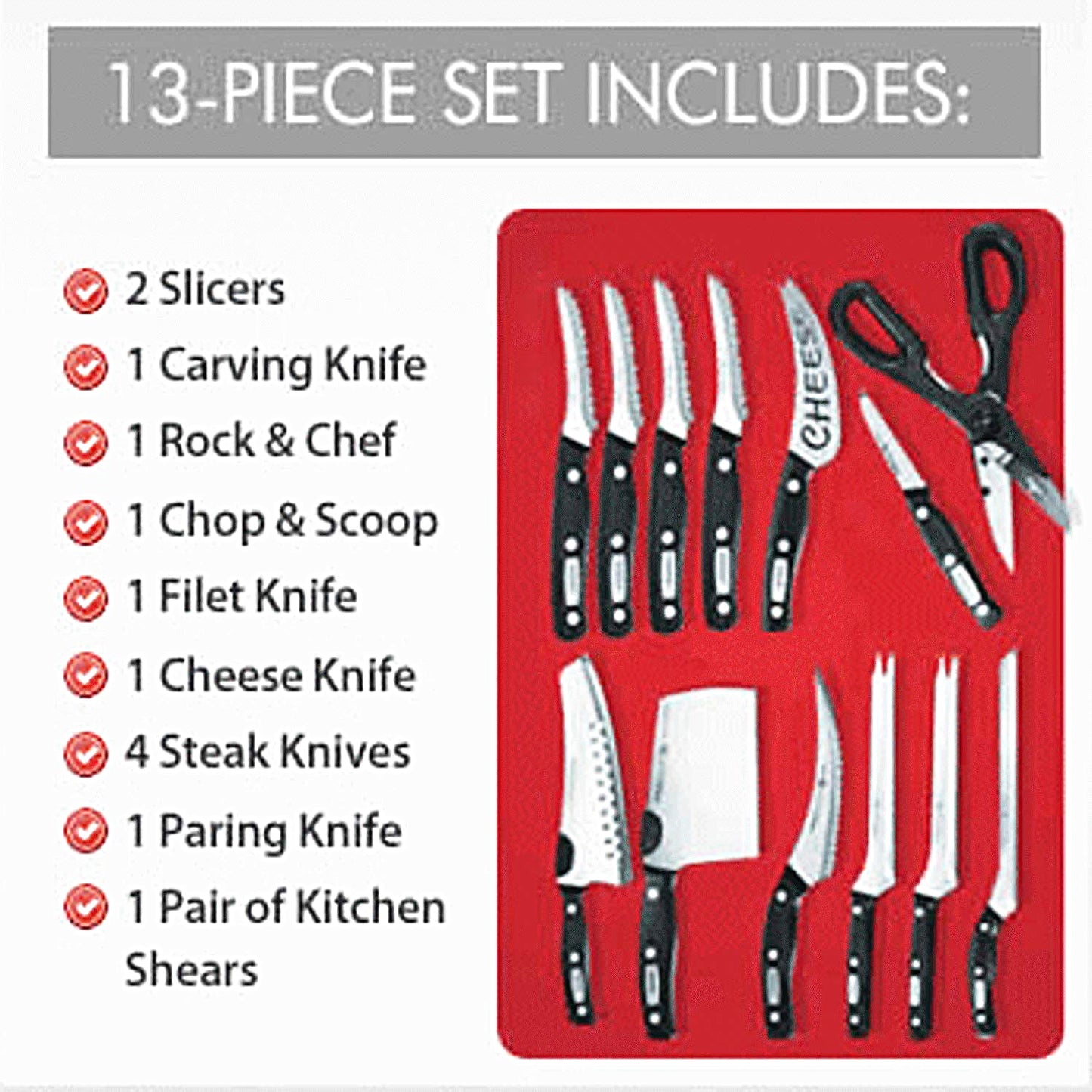 13 Piece Stainless Steel Knife Set Chef's Knife Kitchen Starter Knives Set