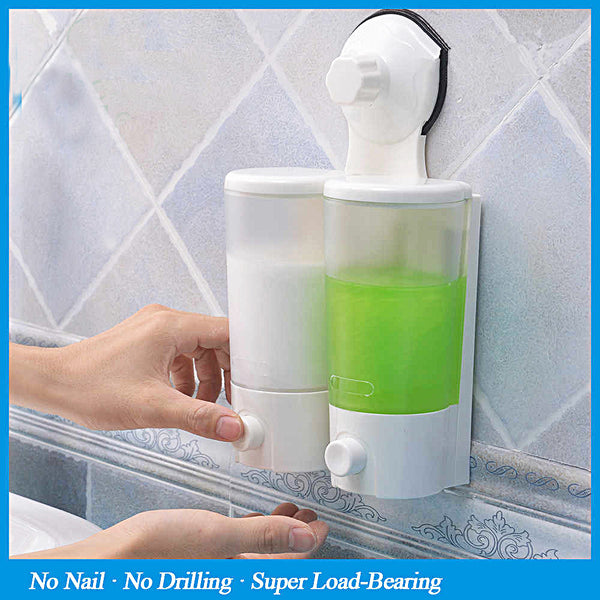 Portable Suction Double Liquid Soap Sanitizer Dispenser Lotion Dispenser Shampoo Dispenser Conditioner Dispense- 1901DSPDP