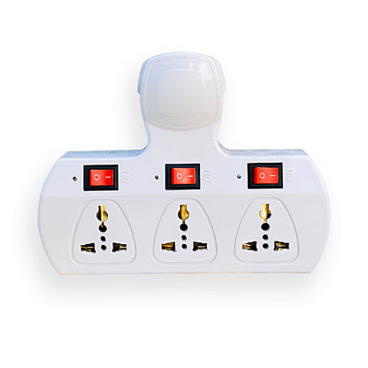 Multi Plug Point 3+3 Universal Socket Adaptor with Led Indicator & Individual Switch, 6 Amp Cordless - 3-3SOCKET