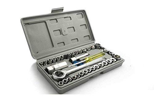 Powerful Drill Machine with 13 Pieces Drill Bit Set and 21Pc Screwdriver Socket Set - DRL13B40PC