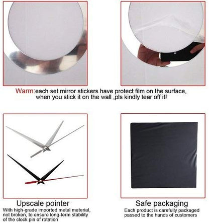 DIY Wall Clock 3D Sticker Home Office Decor 3D Wall Clock (Covering Area:49 * 51cm) - 0459S