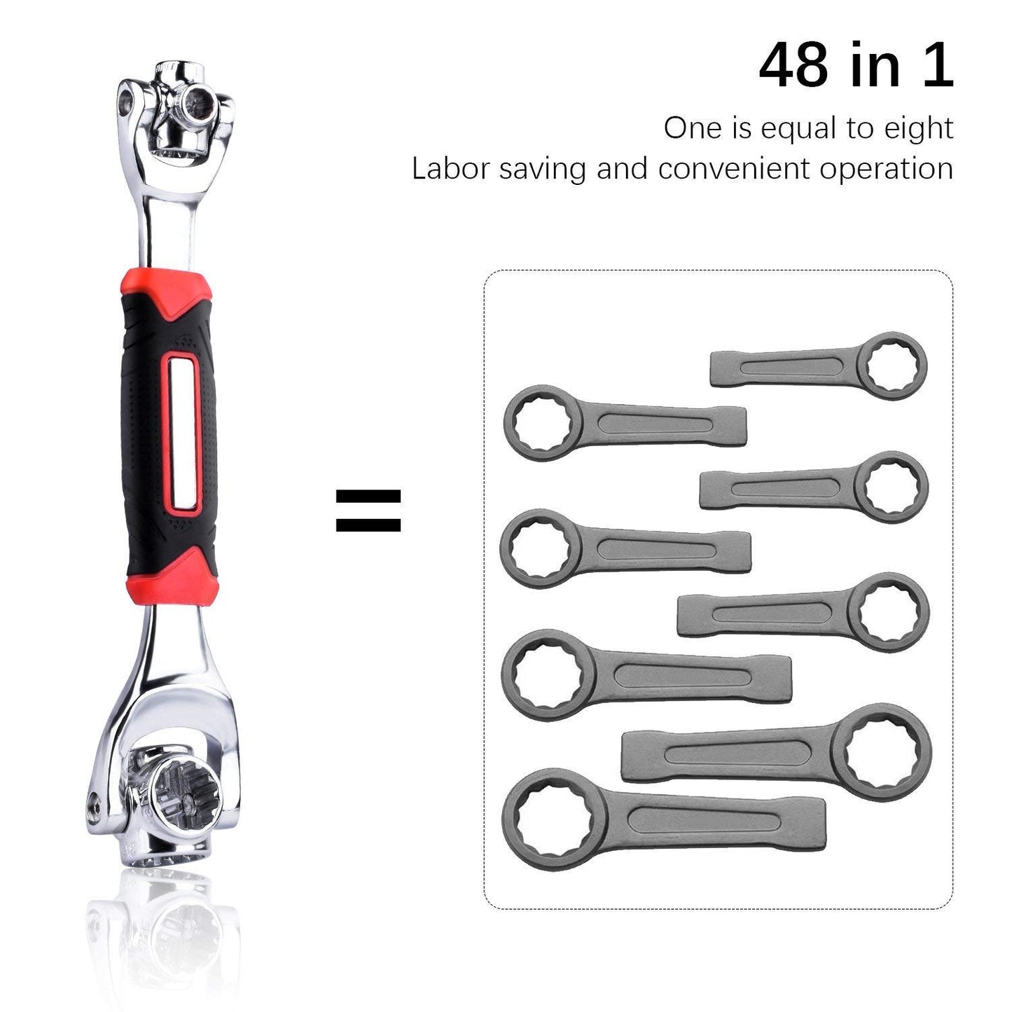 Universal Wrench 48 in 1 Socket Wrench Multifunction Wrench Tool with 360 Degree Rotating Head, Spanner Tool for Home and Car Repair - 48IN1TOOL