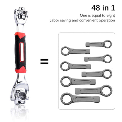 Universal Wrench 48 in 1 Socket Wrench Multifunction Wrench Tool with 360 Degree Rotating Head, Spanner Tool for Home and Car Repair - 48IN1TOOL