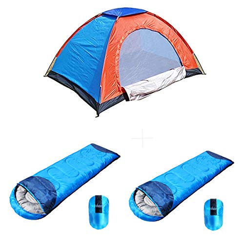 shopper52 Portable Polyester Camping Tent with Waterproof Thick Carry Bed Sleeping Bag (6 Person Tent_Multicolour)- 6TENTSLEEPING2