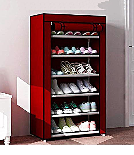 6 Layer Storage Cum Shoe Rack with Wardrobe Cover Shoe Rack - 6LYRACK