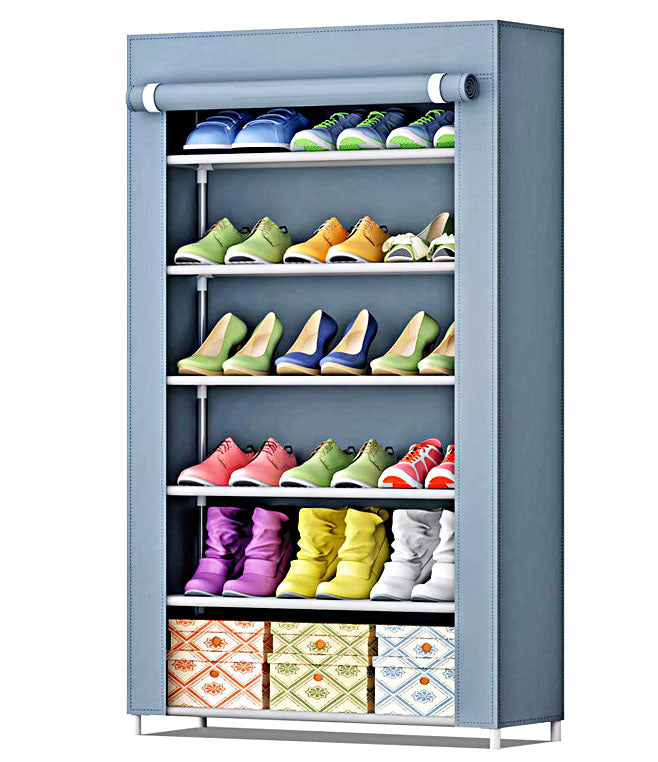 6 Layer Storage Cum Shoe Rack with Wardrobe Cover Shoe Rack - 6LYRACK