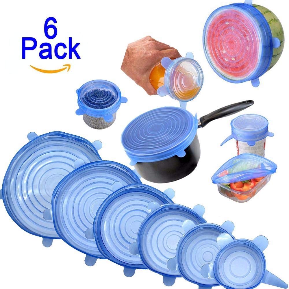 Set of 6 Pcs Silicone Stretchable Lids Flexible Covers for Rectangle Round Square Cover - 6PCFOODCOVER-01