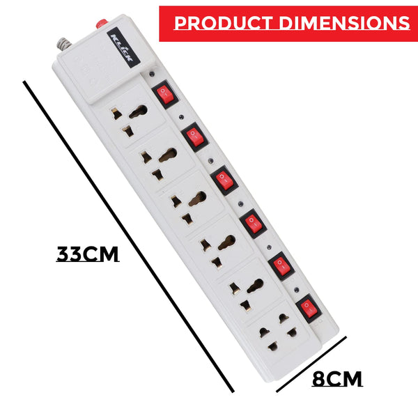 Power Strip (7+1) Extension Cord Board Five 3-Pin and Two 2-Pin Socket Heavy Duty Portable Adaptor Plug (6A, 240V)