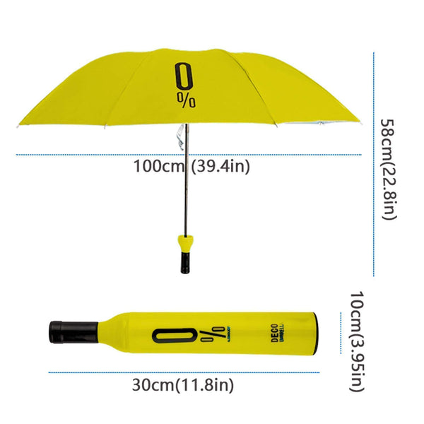 Folding Portable Fold Wine Bottle Umbrella with Plastic Case for Women and Kids