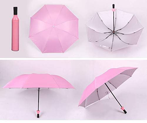 Folding Portable Fold Wine Bottle Umbrella with Plastic Case for Women and Kids