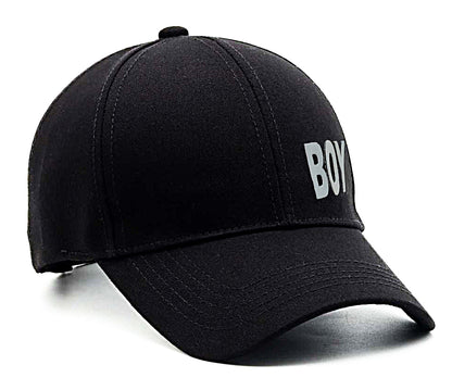 Men Boys Stylish Baseball Adjustable Printed Black Cap - CAP-BK-BOY