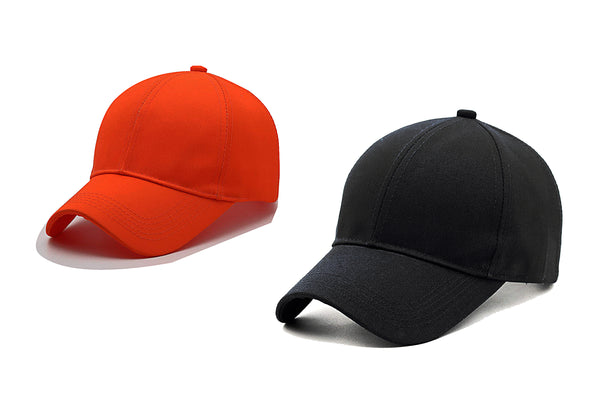 Men Boys Stylish Fancy Baseball Adjustable Cap (Pack of 2) - CAP-BK-OR