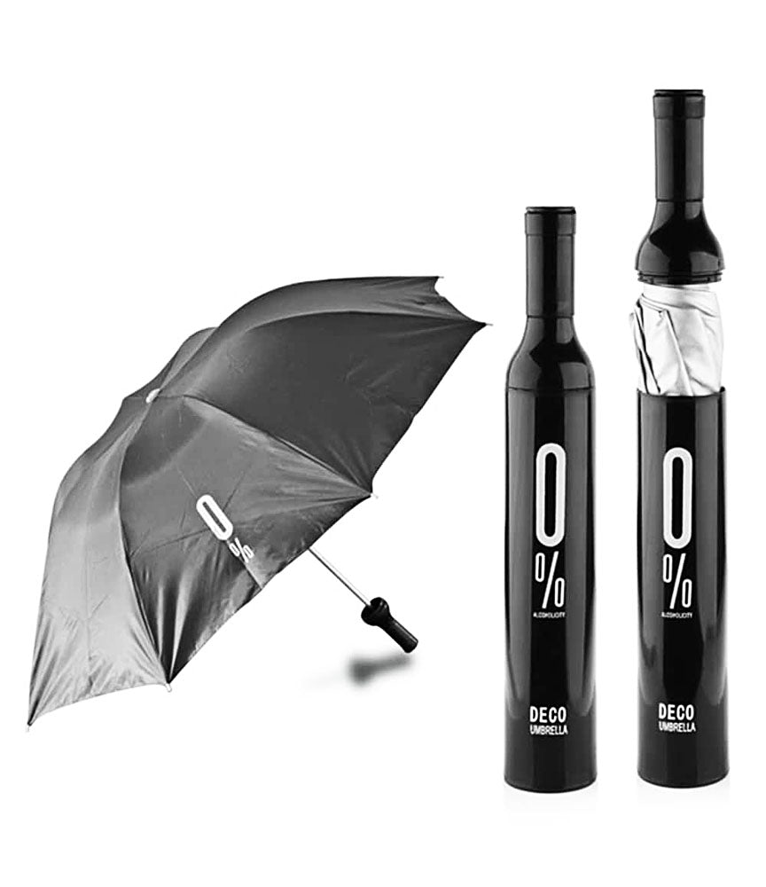 Folding Portable Fold Wine Bottle Umbrella with Plastic Case for Women and Kids