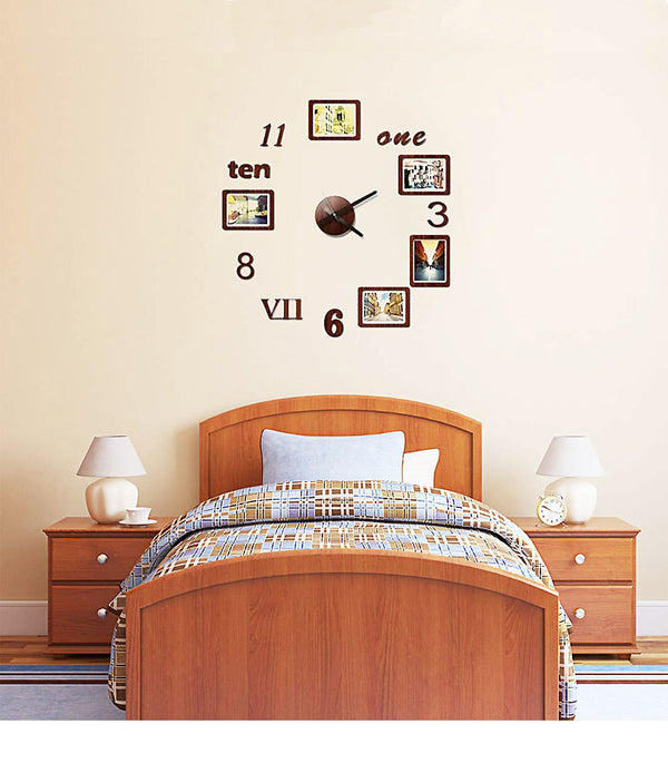 DIY Wall Clock 3D Sticker Home Office Decor 3D Wall Clock (Covering Area:60 * 60cm) - DIYGCF1001