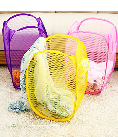 Easy Laundry Clothes Flexible Hamper Bag with Side Pocket Net Laundry Bag Laundry Basket Set of 1 pcs- ESYLNDYBG