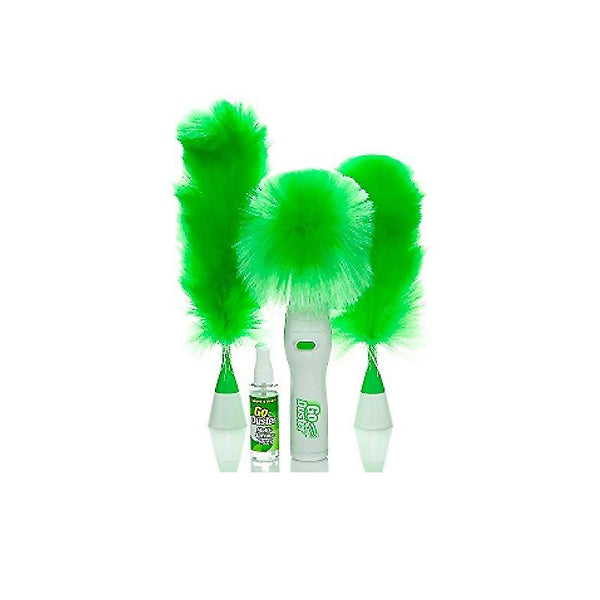 Go Duster Electric Feather Spin Home Duster, Electronic Motorized Green Cleaning Brush Set - GODUSTER