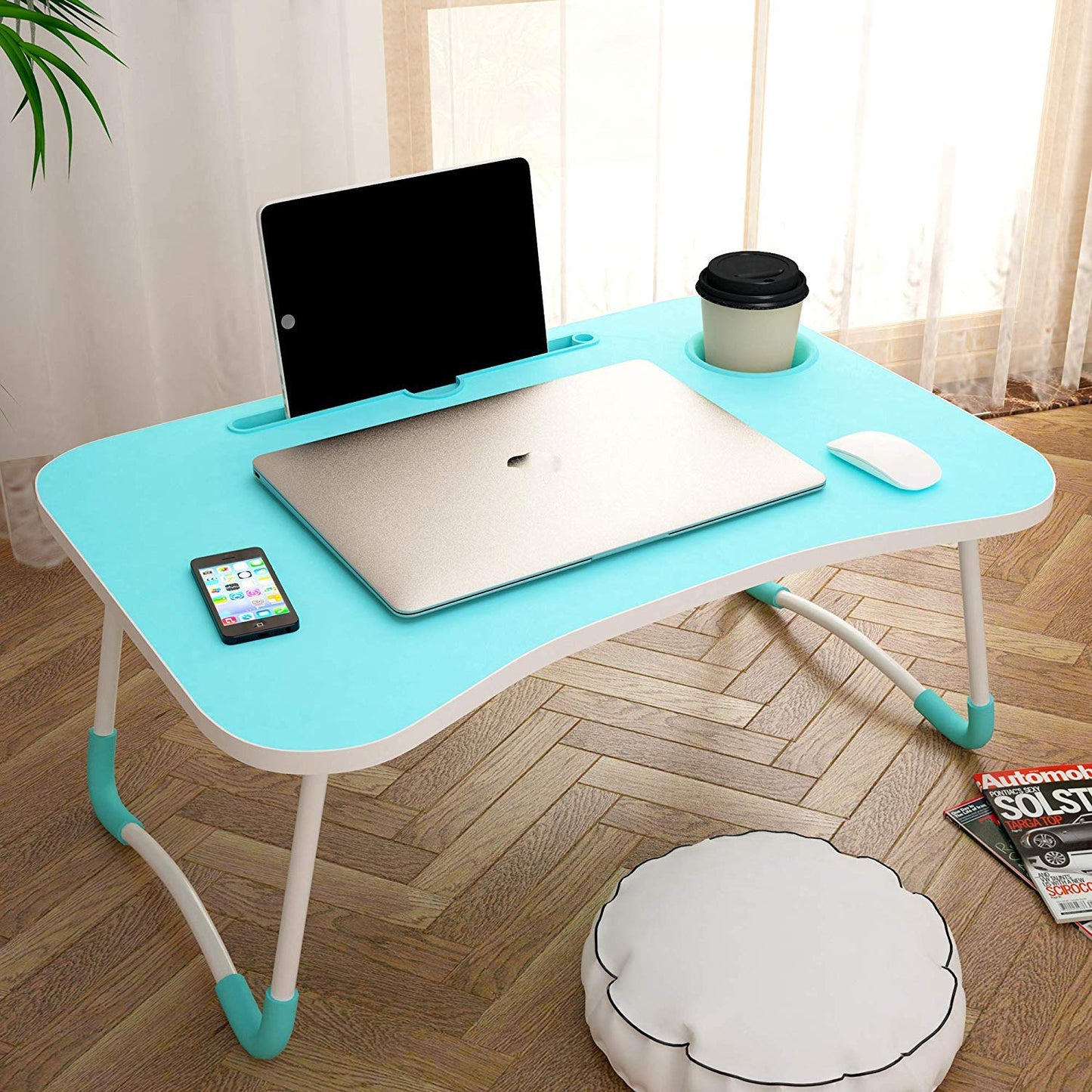 Foldable Portable Adjustable Multifunction Laptop Study Lapdesk Table  - HQMPTCUP-BU