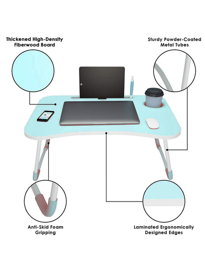 Foldable Portable Adjustable Multifunction Laptop Study Lapdesk Table  - HQMPTCUP-BU