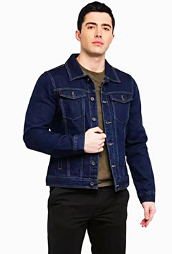 Men Regular Fit Washed Full Sleeve Toned Blue Denim Jacket