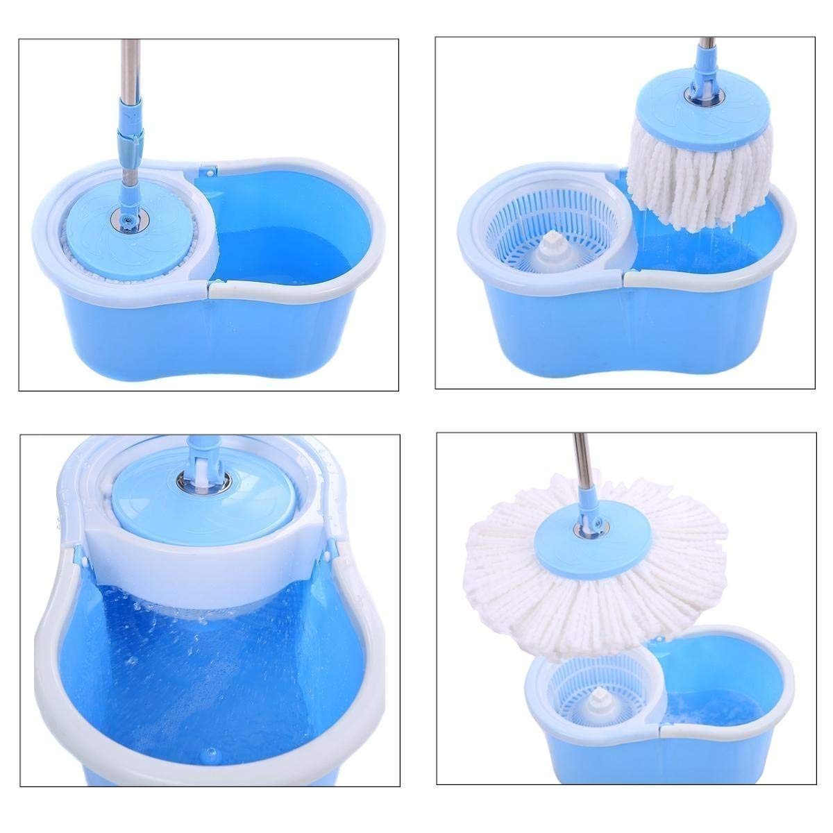 Spin Bucket Floor Cleaning Mop with Broom Set and Cleaning Gloves - CMOPBRGLO