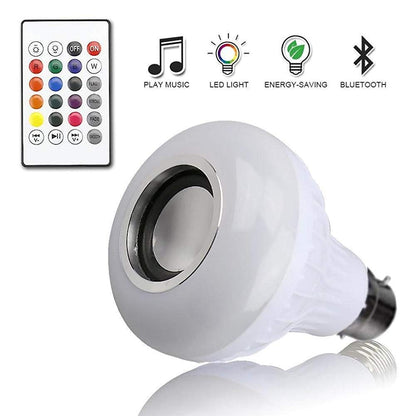 Music LED Bulb Bluetooth Speaker with Remote Control for Home, Bedroom, Living Room, Party Decoration (White) - MUSICLED