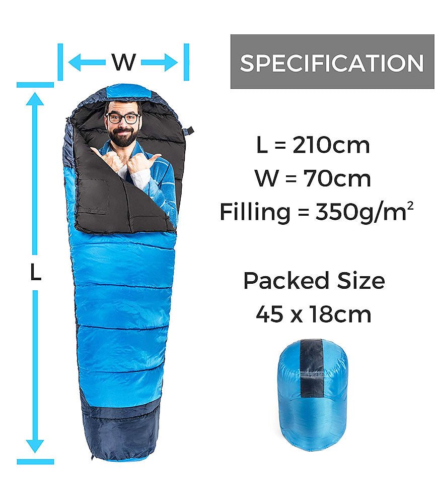 Fabric-Polyester Waterproof Outdoor Hiking Travel Single Thick Carry Bed Camping Bag (Multicolour) - SLEEPINGBAG