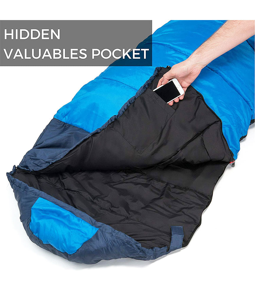 Fabric-Polyester Waterproof Outdoor Hiking Travel Single Thick Carry Bed Camping Bag (Multicolour) - SLEEPINGBAG