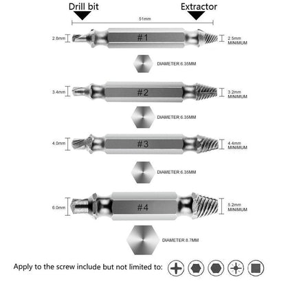 Speed Out Damaged Screw Extractor 4 Piece Set for Any Size Screw OR Bolt - SOUT21