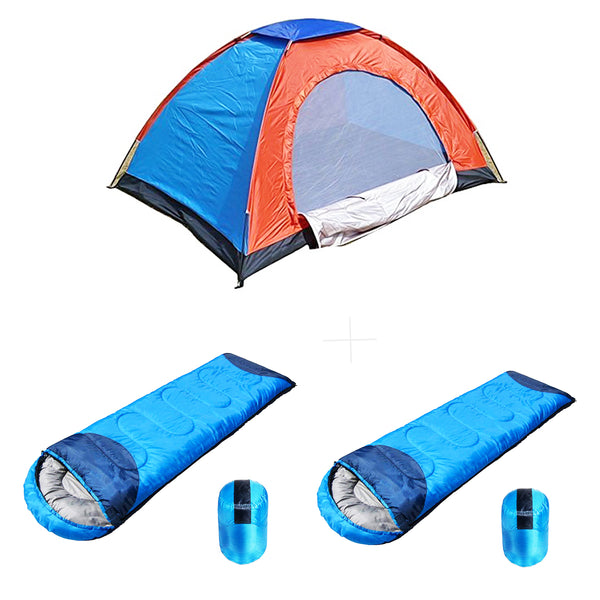 Camping Tent Portable Foldable  2 Person Tent with Waterproof Thick Carry Bed Camping Bag Sleeping Bag 2 Pcs Sleeping Bag - 2TENTSLEEPING2