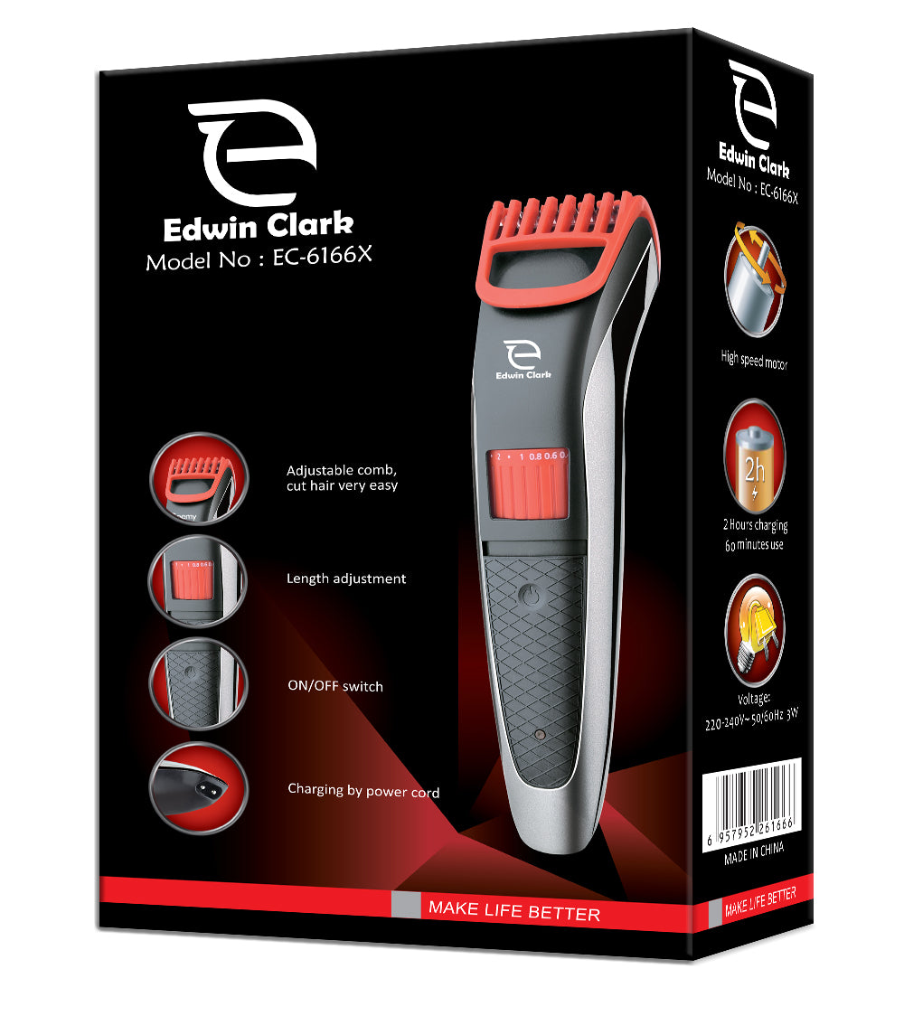 Edwin Clark Rechargeable Cordless Beard & Hair Men's Grooming Trimmer Shaver Set (TRIM-EC-6166X)