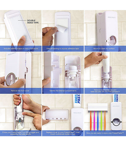 Automatic Toothpaste Dispenser With Detachable Toothbrush Holder - TTHDISK